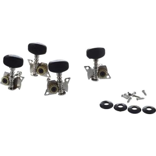 4Pcs Ukulele Guitar and Small 4 String Guitar Tuning Pegs Machine Heads 2R and 2L, Mounting Screws Included--Silver and Black