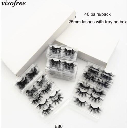 40 pairs/lot visofree 25mm lashes makeup 3d Natural eyelashes 100% cruelty-free dramatic long lashes fluffy mink eyelashes E80
