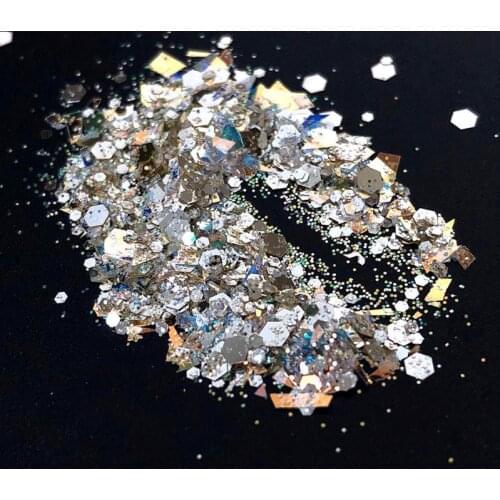 50g/Bag Holographic Glitter Sequins Mix Nail Glitter Powder Flakes Laser Confetti Polish Tip For Nail Art Supplies Loose Sequin