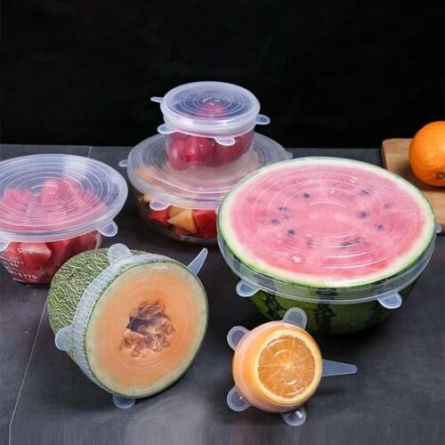 6Pcs/set Silicone Fresh-keeping CoverReusable Food Fresh Covers Universal Wrap Bowl Pot Hermetic Kitchen Accessories 2020