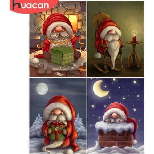 HUACAN Diamond Embroidery Christmas Santa Claus New Arrival 5d Diamond Painting Full Drill Square Cartoon Needlework Home Decor