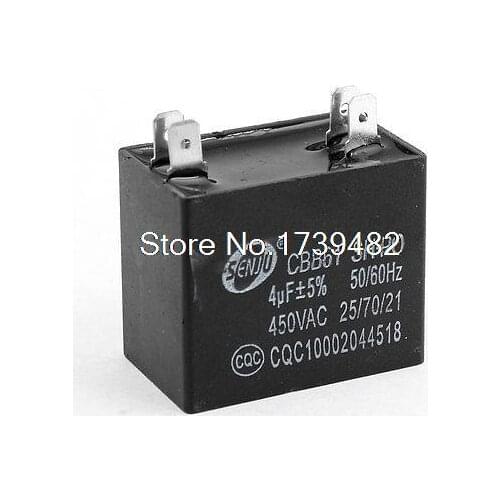 CBB61 4 Soldering Terminals Fan Motor Run Capacitor 4uF 450V AC Black