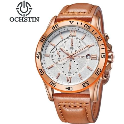 Black Marble Chronograph Men Watches Mens Genuine leather strap Sports Quartz Wristwatch Date Luminous Clock Relogio Masculino