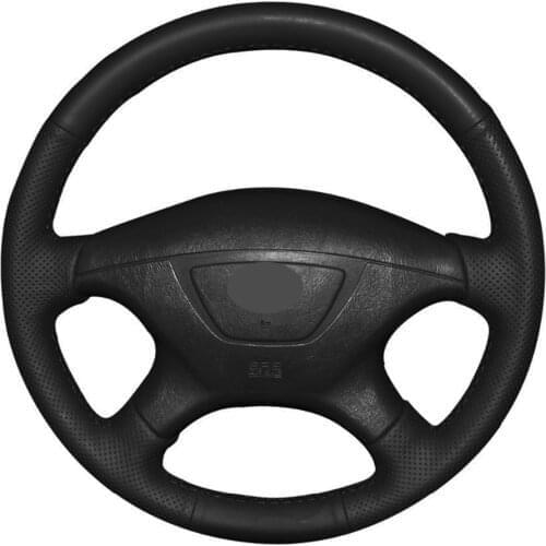 Car Steering Wheel Cover DIY Hand-stitched Black Genuine Leather For Mitsubishi Pajero Sport 2004 Montero Sport 2004