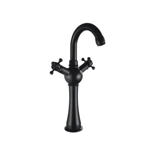 Black Bronze Retro Style Copper Mixer Taps Deck Mounted Dual Handles with round ball mixer taps B3241