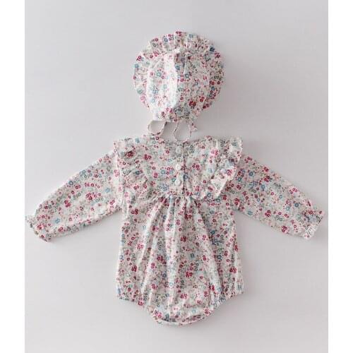 Sweet floral romper newborn baby girls long sleeve jumpsuit kids bodysuit cotton toddler baby overalls children outfits clothes