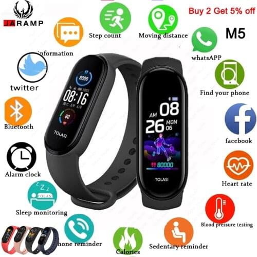 M5 Smarth watch Sport Fitness Tracker Pedometer Heart Rate Blood Pressure Monitor Bluetooth M5 Band Smart Bracelet Men Women