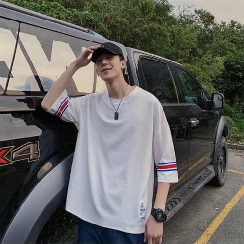 Streetwear Men Ms T-shirt Half Length Tee Shirt Homme Hip Hop Ribbons 5 Colors Street clothes Short Sleeve Men T Shirt