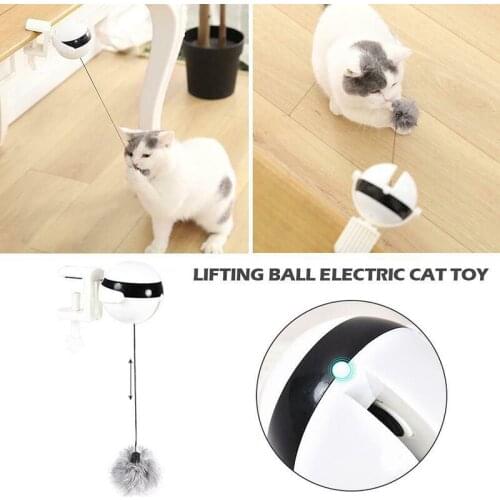 Self Playing Cat Toy Cat Teaser Automatic Lifting Electric Ball with Fluffy Ball WXV Sale