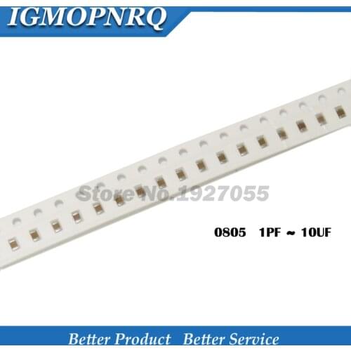 500pcs 0805 smd capacitor ceramic 1PF-10UF 20PF 220PF 330PF 680PF 4.7NF 22NF 33NF 10NF 220NF 1UF 2.2UF 4.7UF 10UF capacitors