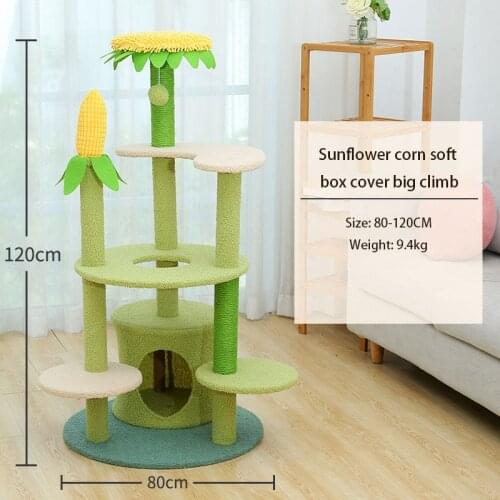 Hot-selling Cat Climbing Frame Corn Sunflower Cat Climbing Frame Cat Litter Cat Tree One Sisal Column Scratching Column Pet Supp