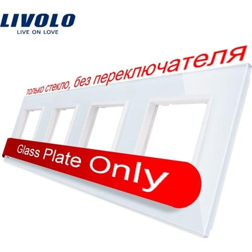 Livolo Luxury White Crystal Glass Switch Panel, 294mm*80mm, EU standard,Quadruple Glass Panel For Wall Socket C7-4SR-11