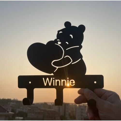 INS Cute Bear Cartoon Free Nail Iron Key Holder Children Room Decoration Clothes Metal Hanger Wall Hanging Door Coat Rack Hook