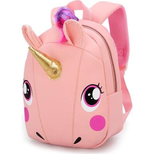 Cute Unicorn Toddler School Bag for Kids Anti-lost Kindergarten Cartoon 3D Unicorn Baby Child Small ulight Backpack Neoprene Bag