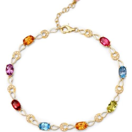 MOONROCY Crystal Bracelets Oval Colourful Crystal Gold Color Bohemia Trendy Jewelry Wholesale Dropshipping for Women Girls