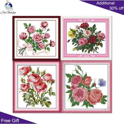 Joy Sunday Blooming Roses Home Decoration H164 H308 H521 H534 Engagement Love Beautiful Blooming Roses Flowers Cross Stitch kits