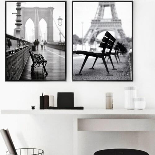Paris City Landscape Wall Art Canvas Painting Nordic Posters And Prints Black White Pop Art Wall Pictures Decor quadro plakat