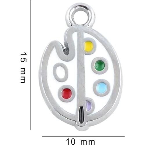 New Fashion Silver Plated Painter Palette Charm Pendant Fit DIY Bracelet Jewelry Making Craft