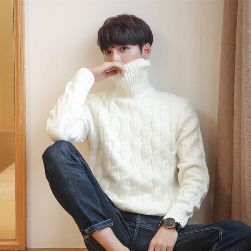 New Knitted Turtleneck Men Sweater Man Solid High Collar Winter Pullover Men Sweater Coat Mens Turtleneck Sweaters
