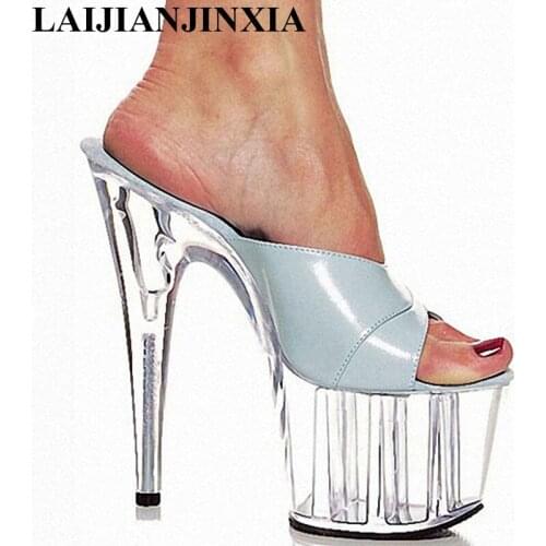 New Sexy womens shoes with cool night club lap-dancing crystal slippers, 15 cm heel catwalk Dance Shoes