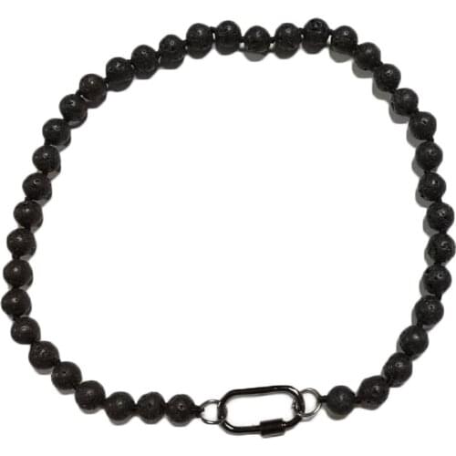 Fashion Natural Stone Pendant Necklace Luxury Exquisite Spiral Buckle Women Tend Accessories Black Volcanic Stone Choker Man