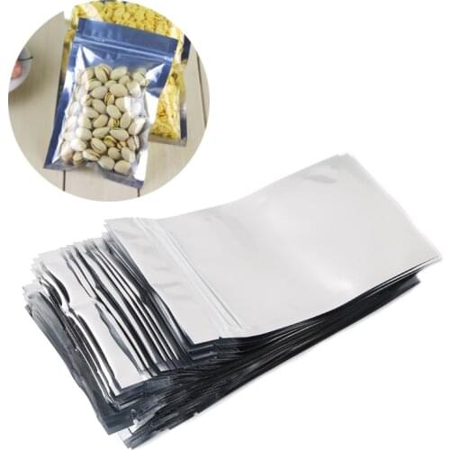 Food sealed bag 8.5x14cm Aluminum Foil Recloeable Front Clear Leak Proof Hermetic Ziplock zip lock pouch sachet 50pcs