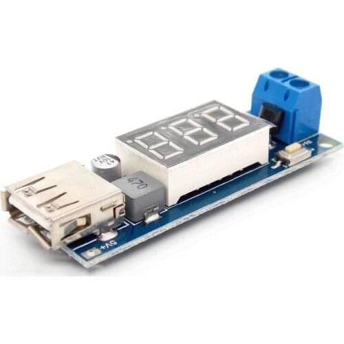 DCDC step-down power supply module / battery voltage meter + 5V 2A USB charging