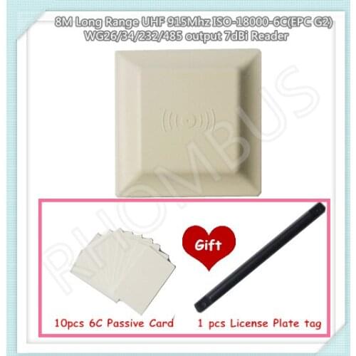 Long range reader!up to 8M range!915Mhz,+10 pcs passive cards,suitable for ISO-18000-6C(EPC G2),RS485,232,WG26 out