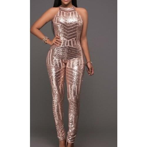 Sexy Mesh Jumpsuits Sequins for Women CHEAPEST Long Rompers Womens Bodycon Jumpsuit Bodysuit 2 Colors F0090 Backless