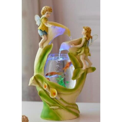Girl flow ornament Lovely little angel fish Aquarium living room desktop Goldfish bowl girlfriend gift humidifier birthday