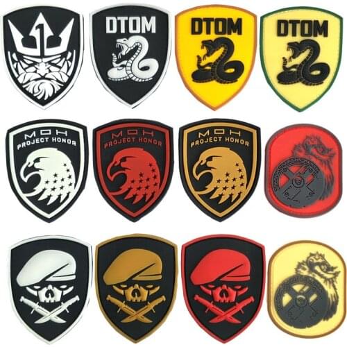 PVC Velcro Military Badge Outdoor Backpack Decoration Stickers Tyrant Honor Eagle Skeleton Warrior Rattlesnake Tactical Patches