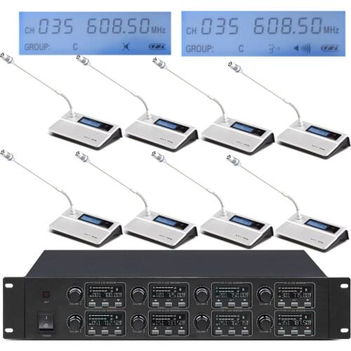 MiCWL MiX8000 High-End UHF Digital Wireless 8 Table Gooseneck Microphone Discussion Conference System With Mute Button Function