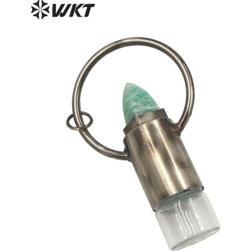 WT-P1665 Wholesale Antique Black natural stone perfume bottle as necklace pendant Amazing secret color stone bottle pendant