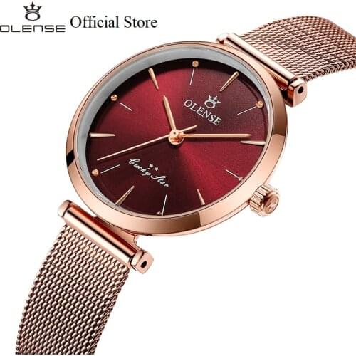 Japan Quartz Movement High Quality 7mm New Women Watches OLENSE LQ8038, Rose Women Stainless Steel Quartz Watch Sapphire Glass