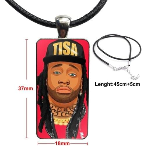 For Women Party Gift Trey Songz Jewelry With Stainless Steel Plated Glass Cabochon Choker Long Pendant Rectangle Necklace