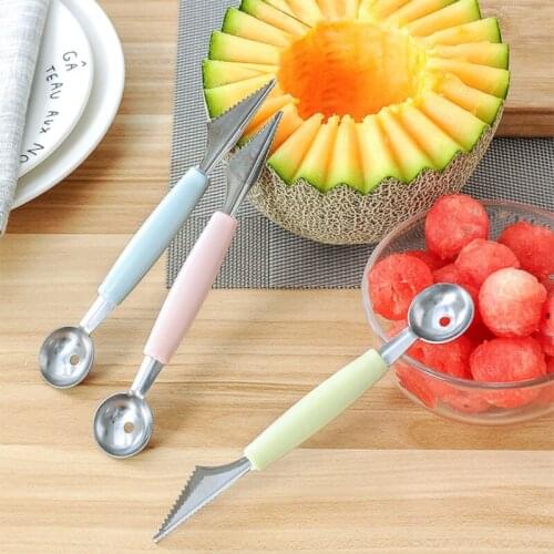 2in1 Dual-head Fruit Ball Carving Knife Fruit Scoop Ice Cream Spoon Mashed Potato Spoon Kitchen Fruits Cutter Shape Carving Tool