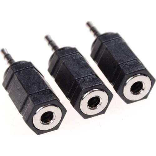 3 PCS/lot Black 2.5mm Male to 3.5mm Female Jack Stereo Connector Coupler Adapter Audio Cable Extension for MP3 DVD Headphone Car
