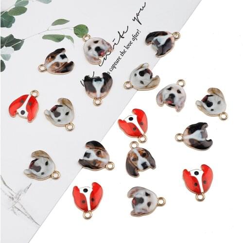 4pcs Cartoon Animals Enamel Charms Cute Dog Metal Pendants Earring Bracelet Necklace Handmade DIY Jewelry Making Plating KC Gold