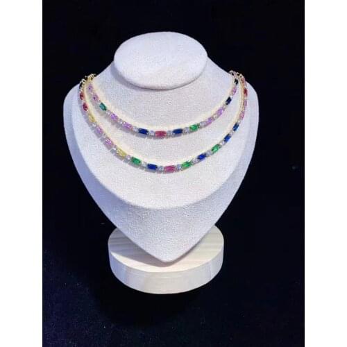 5Pcs Cubic Zircon Chains, Rectangle Bezel Chains Gold /Silver Color Rectangle CZ Connectors Links Chain Necklace