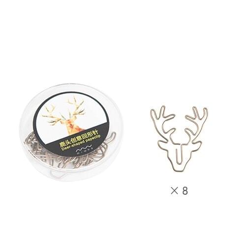 8pcs Creative retro deer head paper clip metal bookmarks custom Chinese style paper clips
