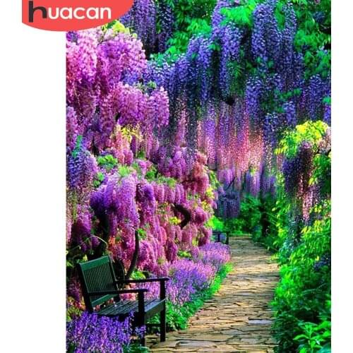 HUACAN DIY Diamond Painting Landscape Garden Full Square Diamond Embroidery Tree Mosaic Rhinestone Decoration For Home