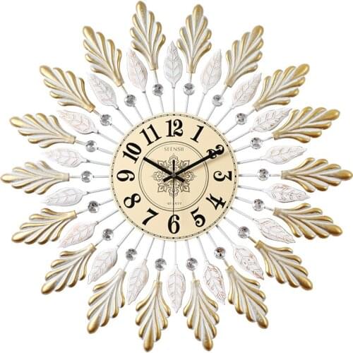 American Creative Wooden Metal Wall Clocks Home Livingroom Mute Clock Crafts Hotel 3D Stereo Wall Mural Ornaments Decoration Art