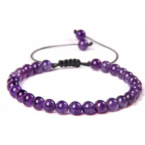 Natural Stone Amethysts 6MM Bead Bracelets For Women Men Braided Bracelet Lapis Lazuli Blue Purple Agates Meditation jewelry