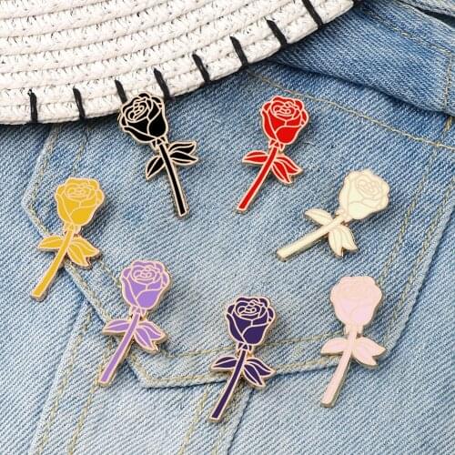 Fashion Women broooches Flower Charm Rose Enamel Pin Brooch Jackets Badge Leather Accessories Couple Family Lapel pins Jewelry