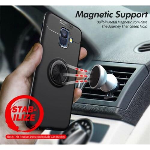 For Samsung A6 2018 A600F Case Matte Silicone Cover For Samsung Galaxy A6 Plus A610 Soft TPU Cases with Magnetic Car Holder Ring