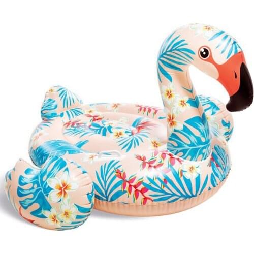 Kid Inflatable Full Printing Ride-on Flamingo Pool Float Swimming Water Toys Fun Beach Air Raft Bed