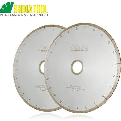 SHDIATOOL 2pcs 14"/350MM Diamond Ceramic Cutting Disc Saw Blades With Hook Slot Bore 60mm with 50mm reducer for Ceramic Tile
