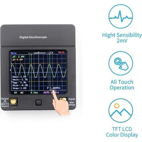 Dso112a pocket oscilloscope 2MHz bandwidth 5m sampling full screen touch portable digital oscilloscope