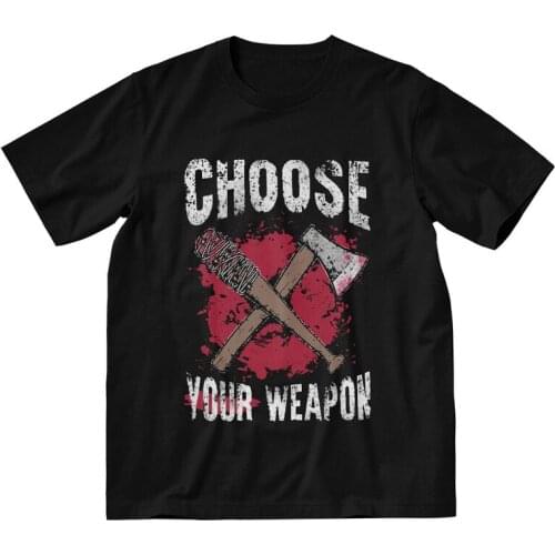 The Walking Dead Tshirt Men Graphic Tees Top Cotton T Shirts Short Sleeve Choose your weapon AX Lucille T-shirt Gift Clothes