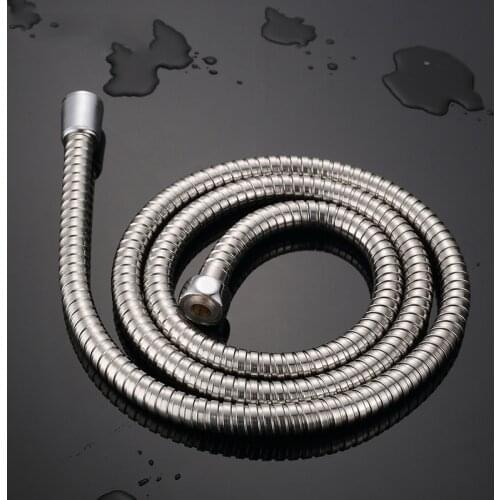 Stainless Steel Flexible Shower Hose 1m/1.2m/1.5/2m Long Bathroom Shower Water Hose Extension Plumbing Pipe Pulling Spring Tube